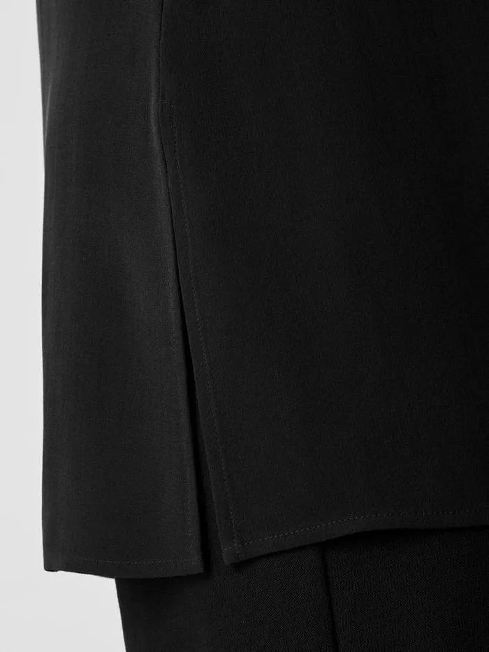 Shop Eileen Fisher Petite Silk Georgette Crepe Ballet Neck Tank Black