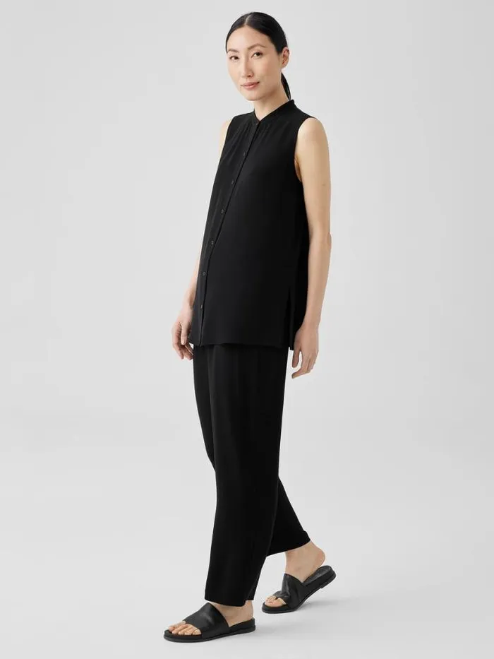 Shop Eileen Fisher Petite Silk Georgette Crepe Sleeveless Shirt Black