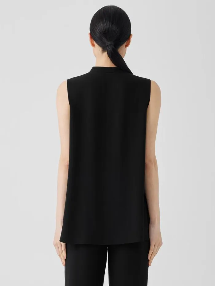 Shop Eileen Fisher Petite Silk Georgette Crepe Sleeveless Shirt Black
