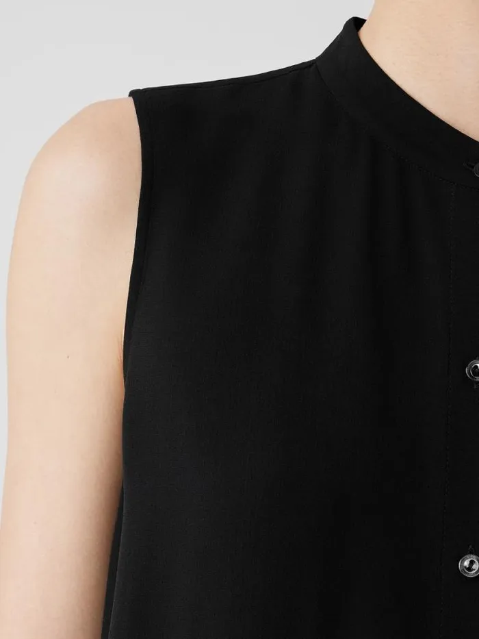 Shop Eileen Fisher Petite Silk Georgette Crepe Sleeveless Shirt Black