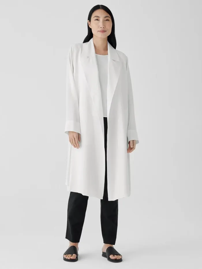 Shop Eileen Fisher Petite Silk Georgette Crepe Trench Coat Ivory