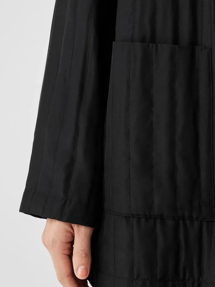 Shop Eileen Fisher Petite Silk Habutai Quilted Round Neck Jacket Black