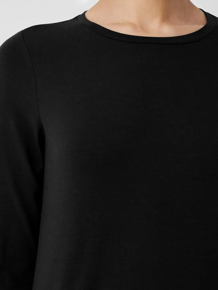 Shop Eileen Fisher Petite Stretch Jersey Knit Crew Neck Long Top Black