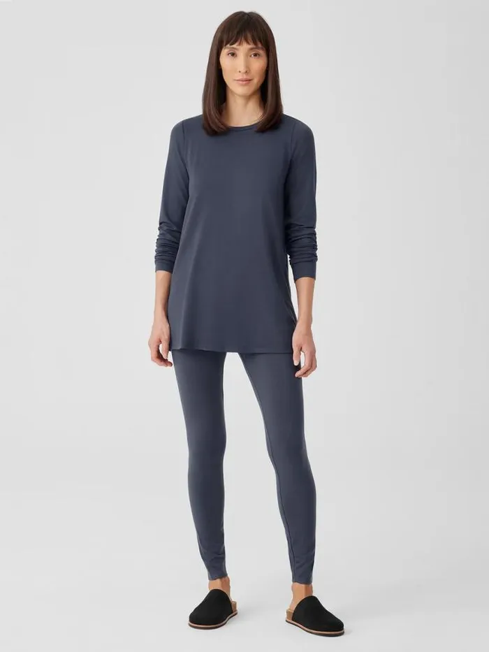 Shop Eileen Fisher Petite Stretch Jersey Knit Crew Neck Long Top Ocean