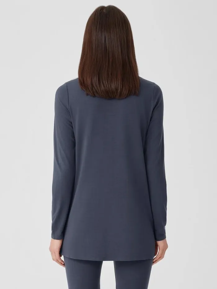 Shop Eileen Fisher Petite Stretch Jersey Knit Crew Neck Long Top Ocean