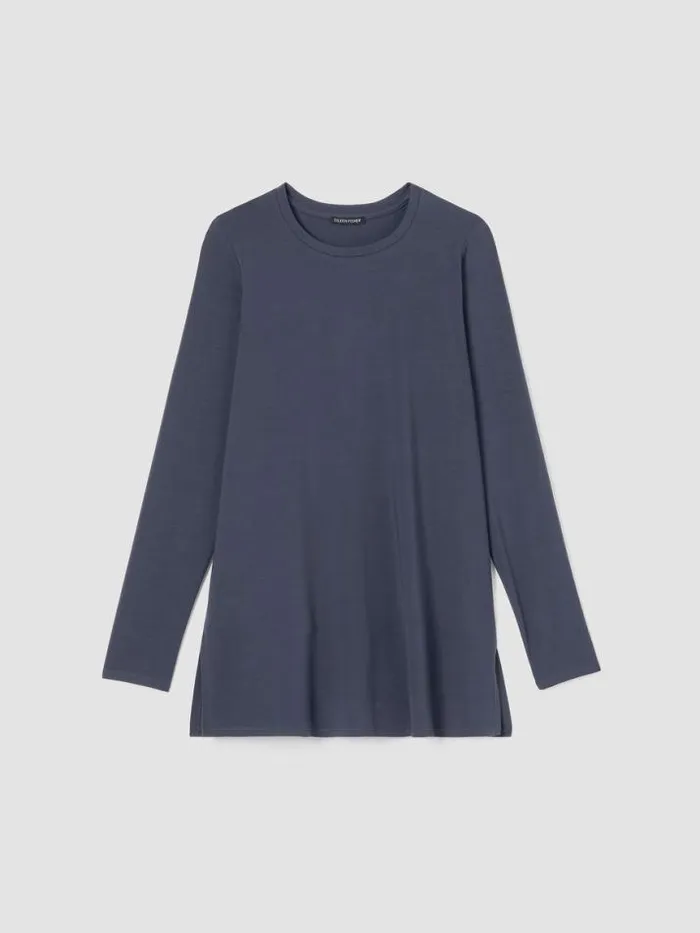 Shop Eileen Fisher Petite Stretch Jersey Knit Crew Neck Long Top Ocean