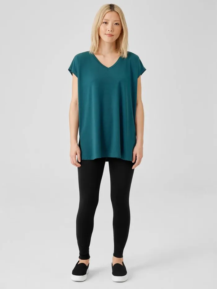 Shop Eileen Fisher Petite Stretch Jersey Knit HighWaisted Leggings Black