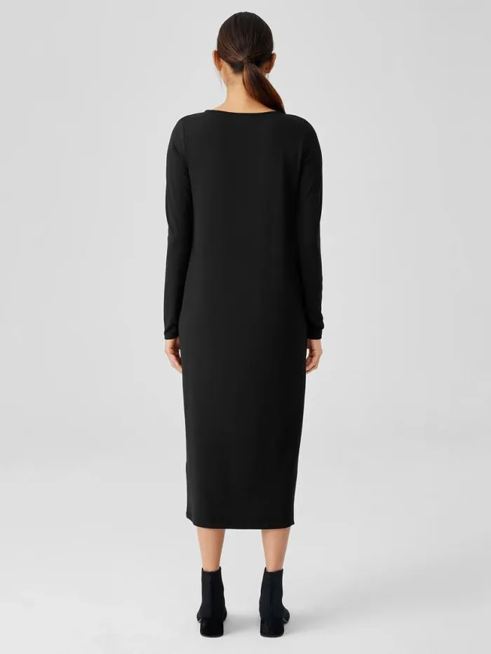 Shop Eileen Fisher Petite Stretch Jersey Knit Jewel Knit Dress Black