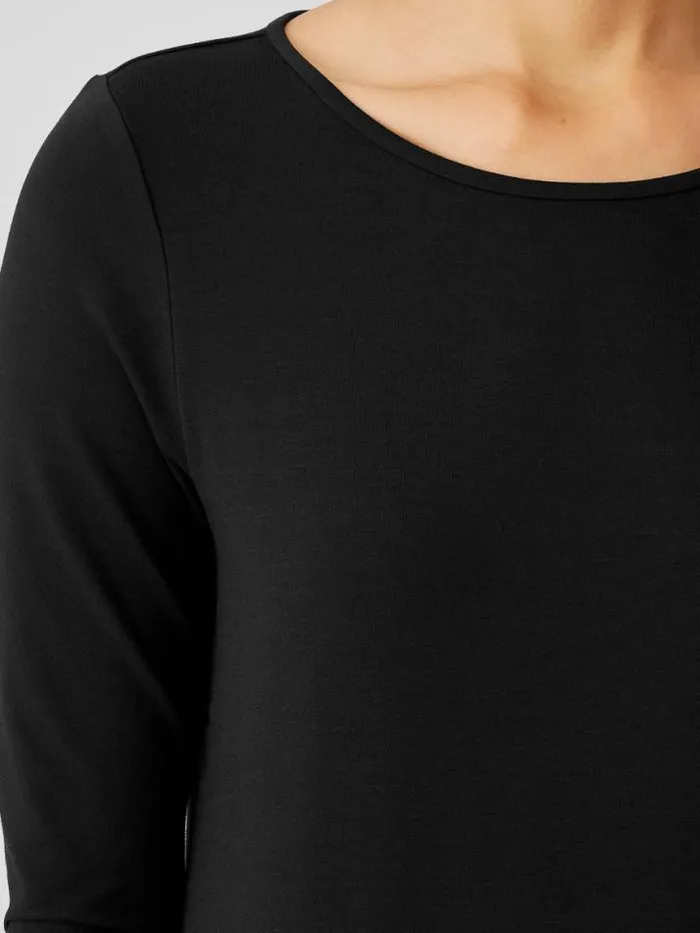 Shop Eileen Fisher Petite Stretch Jersey Knit Jewel Knit Dress Black