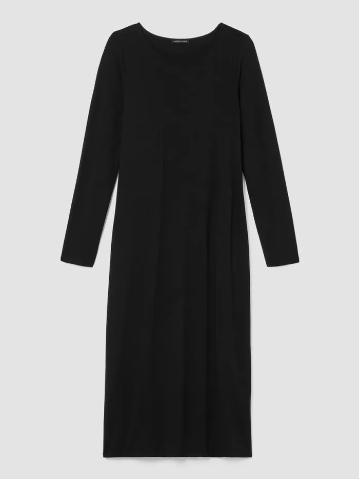 Shop Eileen Fisher Petite Stretch Jersey Knit Jewel Knit Dress Black