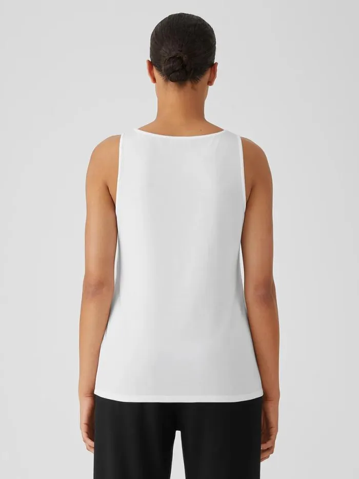 Shop Eileen Fisher Petite Stretch Jersey Knit Jewel Neck Tank White
