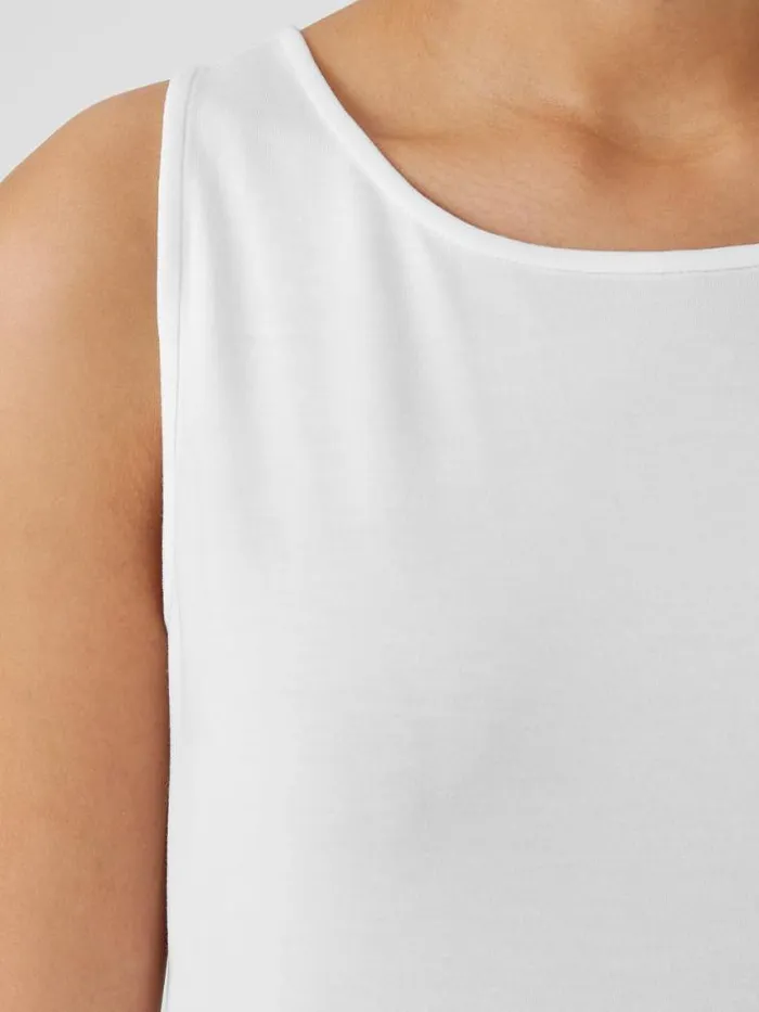 Shop Eileen Fisher Petite Stretch Jersey Knit Jewel Neck Tank White