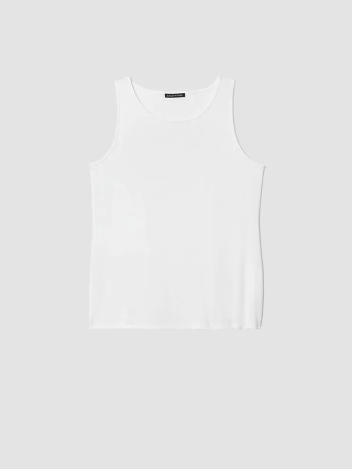 Shop Eileen Fisher Petite Stretch Jersey Knit Jewel Neck Tank White
