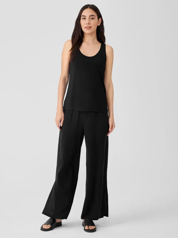 Shop Eileen Fisher Petite Stretch Silk Jersey Scoop Neck Tank Black
