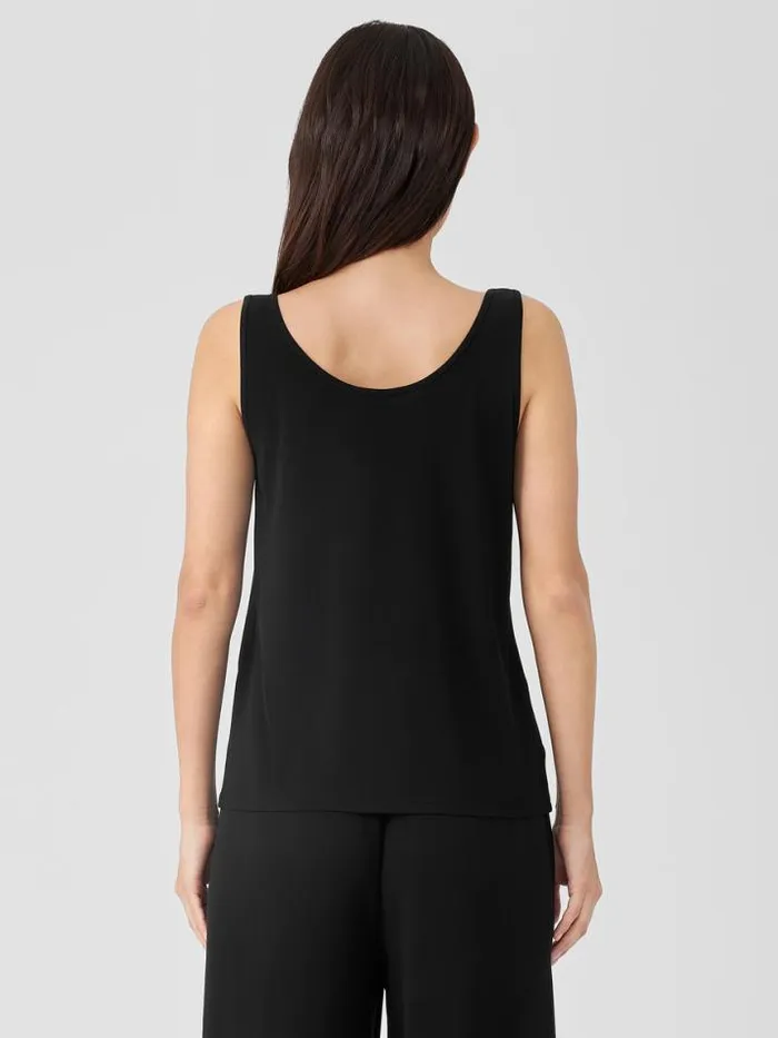 Shop Eileen Fisher Petite Stretch Silk Jersey Scoop Neck Tank Black