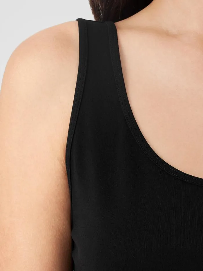 Shop Eileen Fisher Petite Stretch Silk Jersey Scoop Neck Tank Black