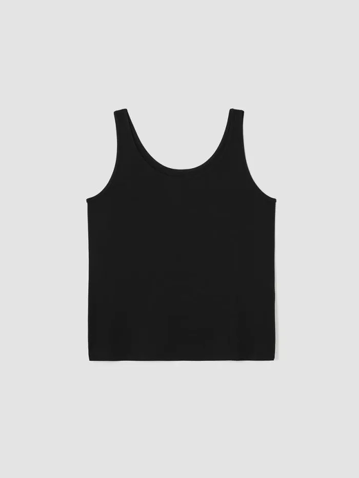 Shop Eileen Fisher Petite Stretch Silk Jersey Scoop Neck Tank Black