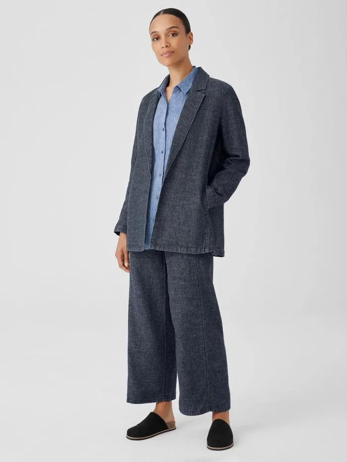 Shop Eileen Fisher Petite Tweedy Hemp Cotton Long Blazer Denim