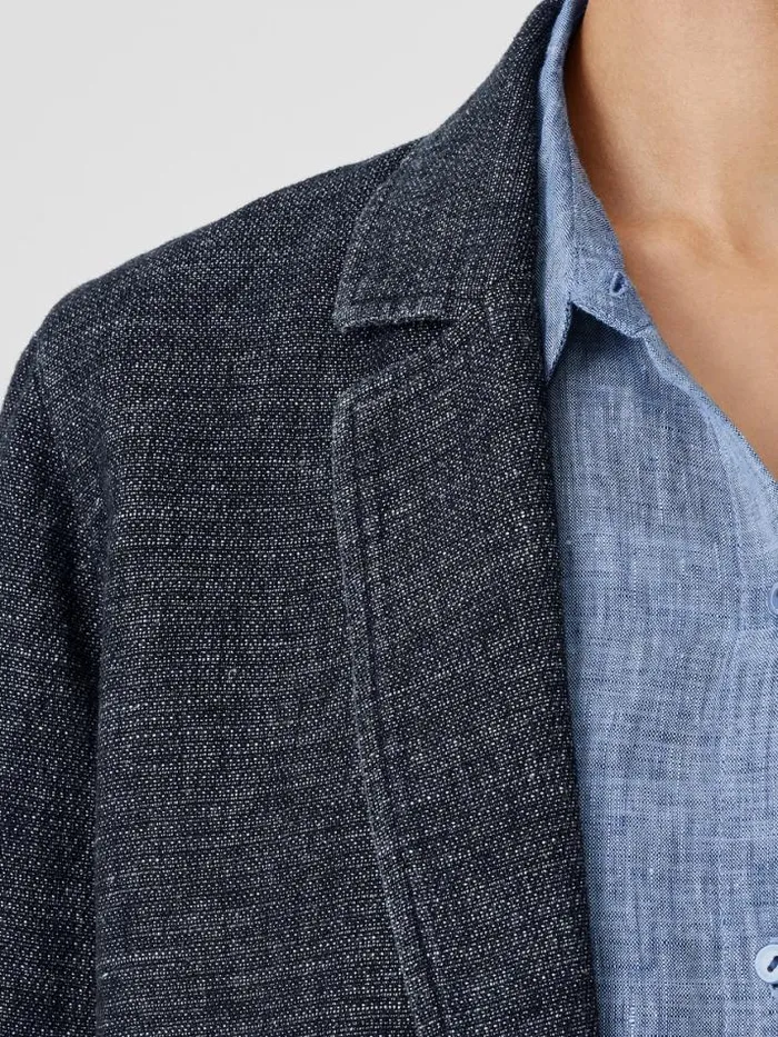 Shop Eileen Fisher Petite Tweedy Hemp Cotton Long Blazer Denim