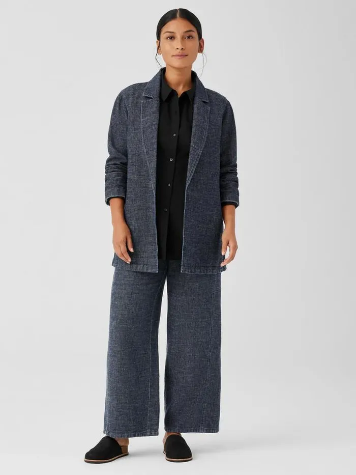 Shop Eileen Fisher Petite Tweedy Hemp Cotton Long Blazer Denim