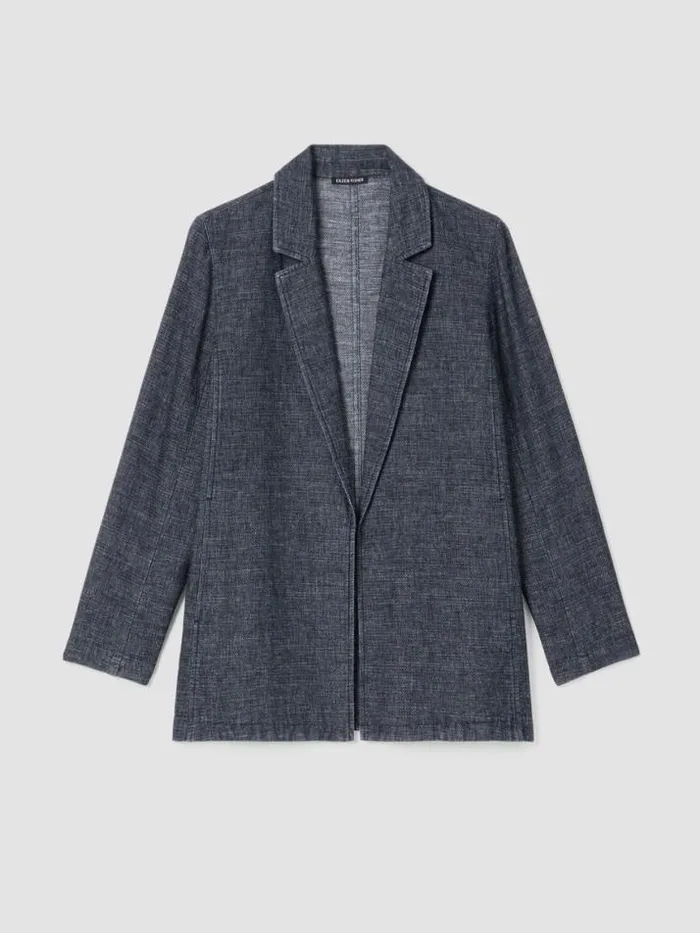 Shop Eileen Fisher Petite Tweedy Hemp Cotton Long Blazer Denim