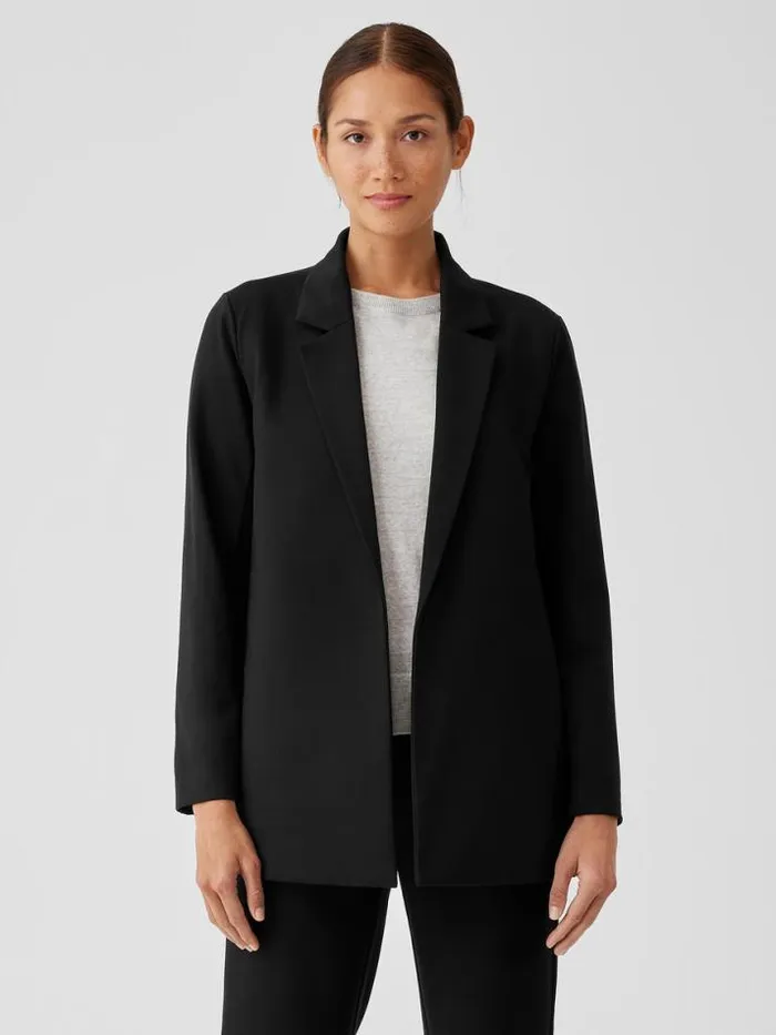 Shop Eileen Fisher Petite Washable Flex Ponte Notch Collar Long Blazer Black
