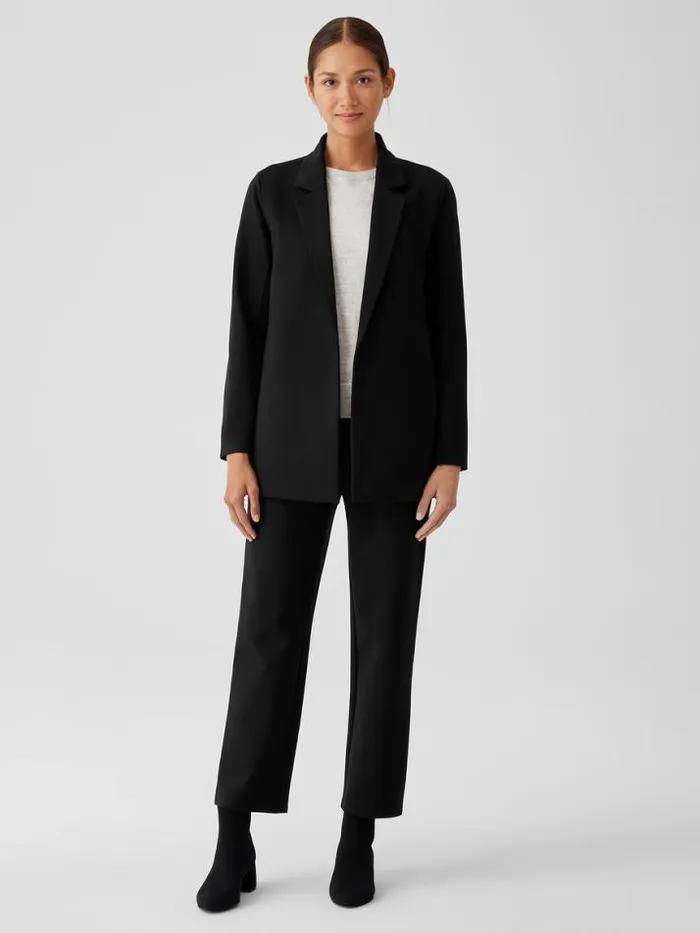 Shop Eileen Fisher Petite Washable Flex Ponte Notch Collar Long Blazer Black