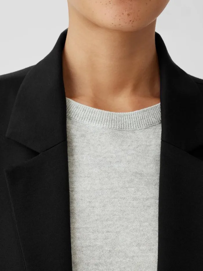 Shop Eileen Fisher Petite Washable Flex Ponte Notch Collar Long Blazer Black