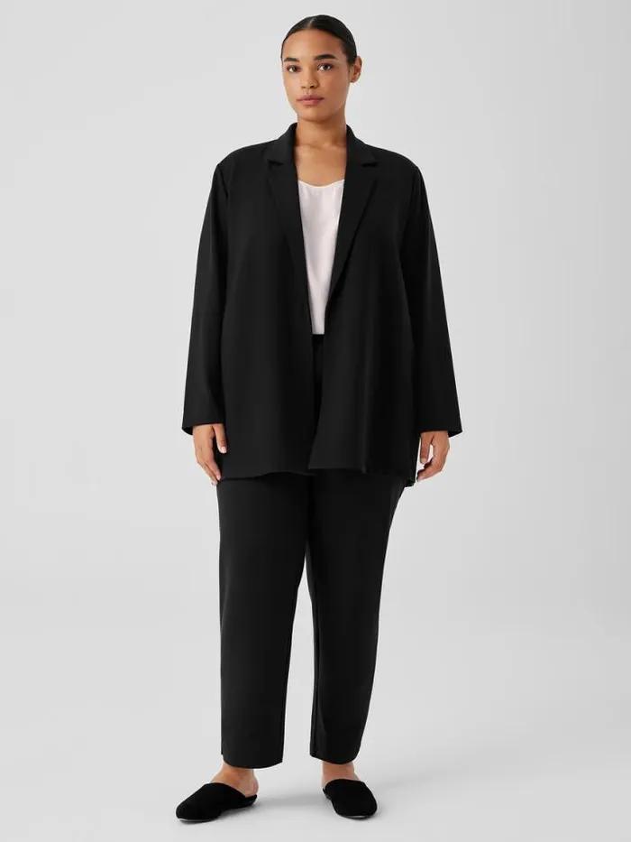 Shop Eileen Fisher Petite Washable Flex Ponte Notch Collar Long Blazer Black