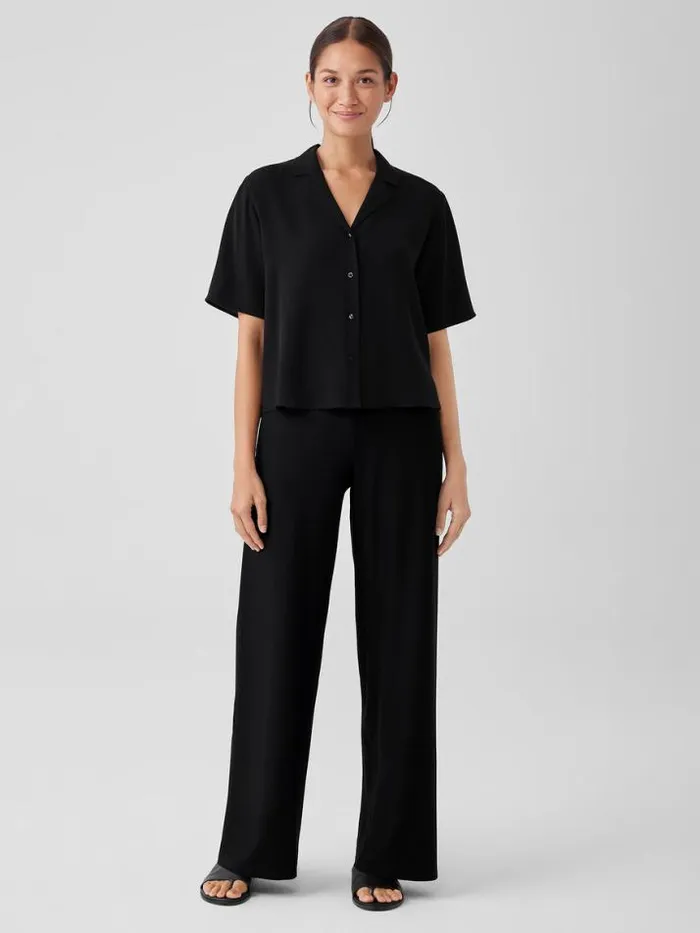 Shop Eileen Fisher Petite Washable Stretch Crepe HighWaisted Wide Pant Black