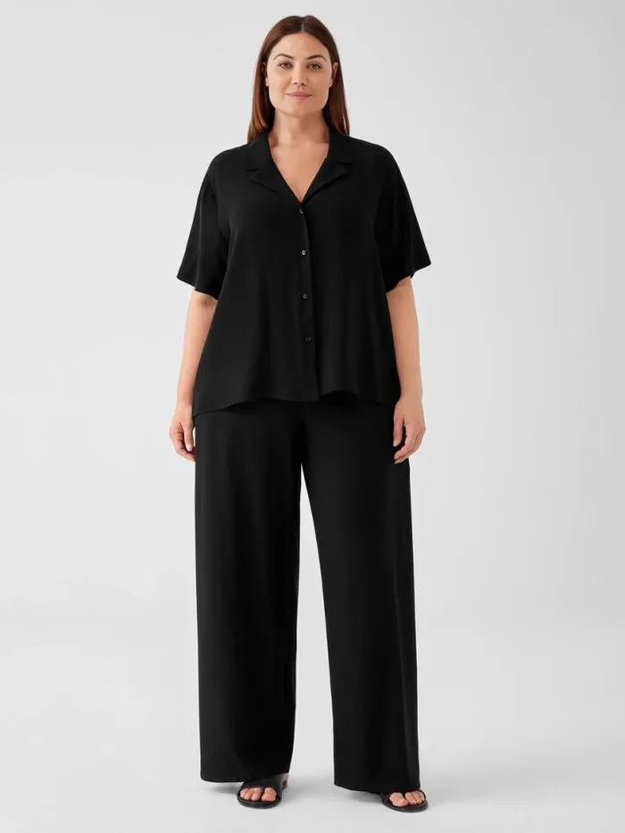 Shop Eileen Fisher Petite Washable Stretch Crepe HighWaisted Wide Pant Black