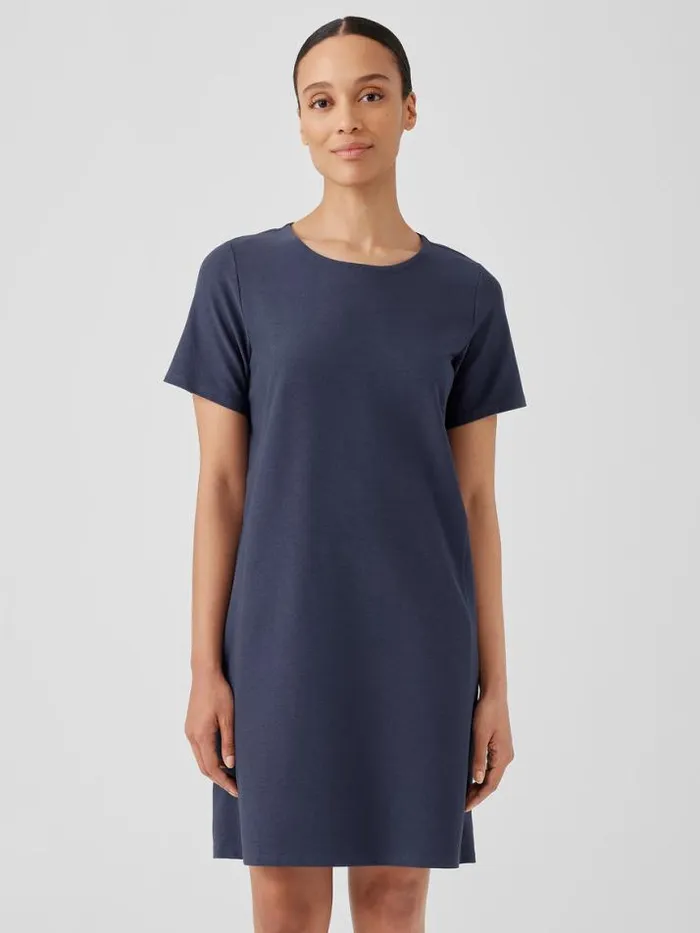 Shop Eileen Fisher Petite Washable Stretch Crepe Jewel Neck Dress Ocean