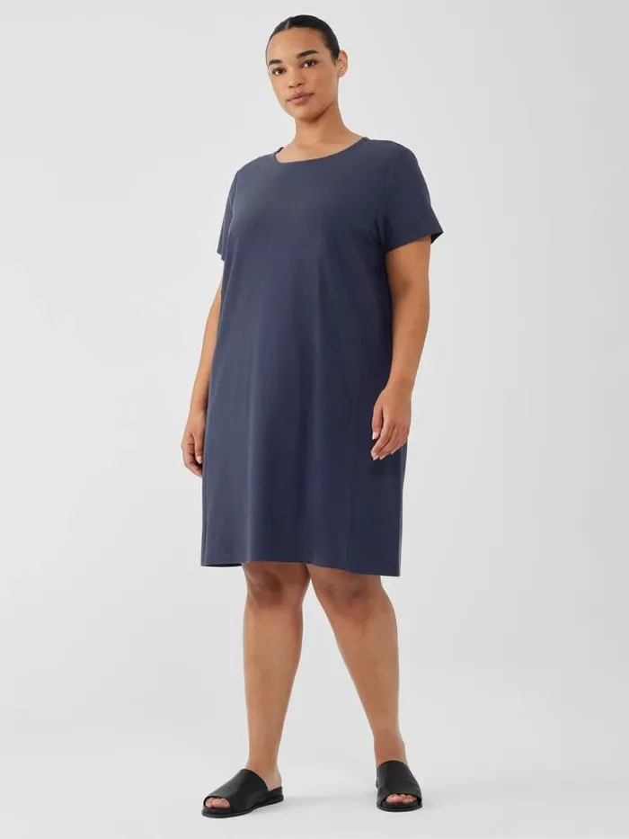 Shop Eileen Fisher Petite Washable Stretch Crepe Jewel Neck Dress Ocean