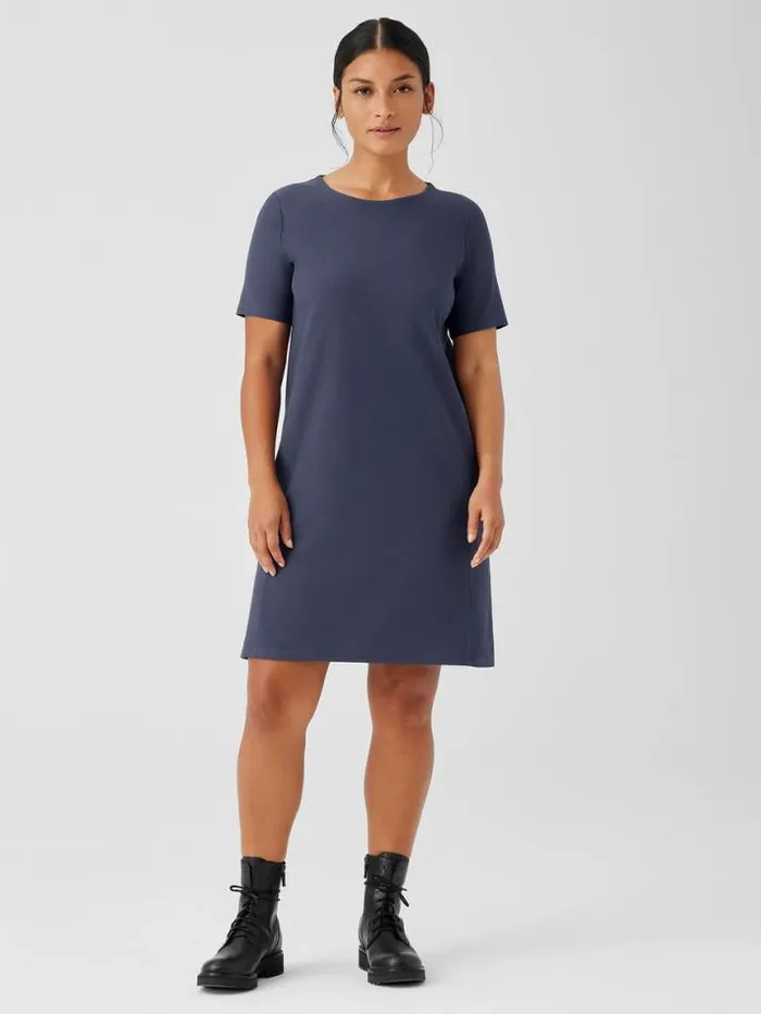 Shop Eileen Fisher Petite Washable Stretch Crepe Jewel Neck Dress Ocean