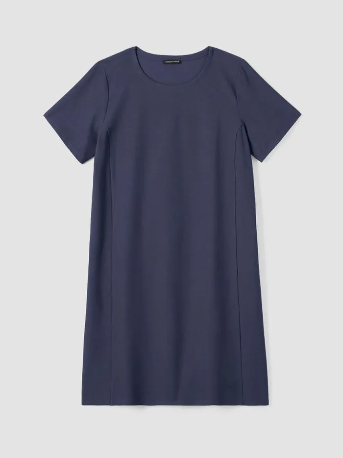 Shop Eileen Fisher Petite Washable Stretch Crepe Jewel Neck Dress Ocean