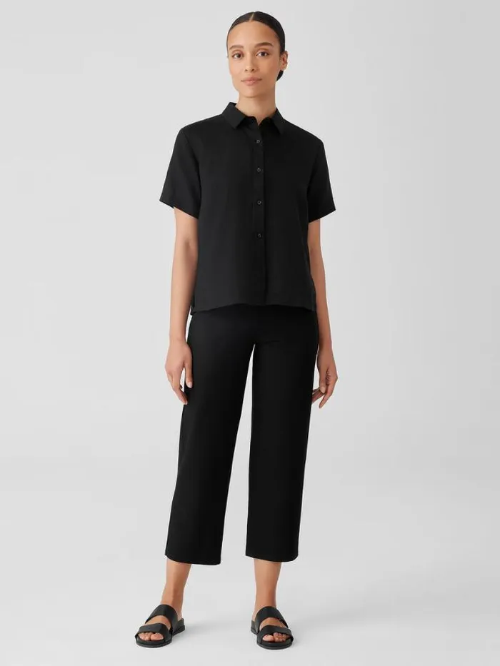 Shop Eileen Fisher Petite Washable Stretch Crepe Straight Pant With Yoke Black