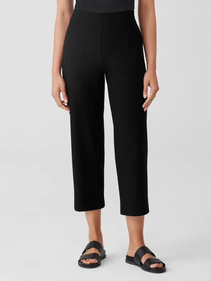 Shop Eileen Fisher Petite Washable Stretch Crepe Straight Pant With Yoke Black