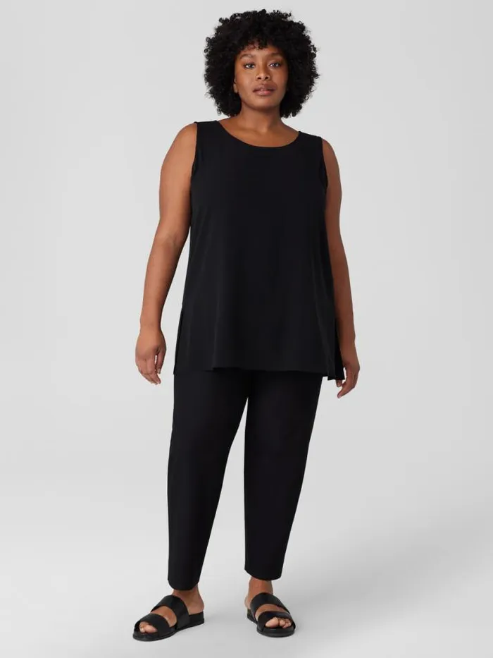 Shop Eileen Fisher Petite Washable Stretch Crepe Straight Pant With Yoke Black