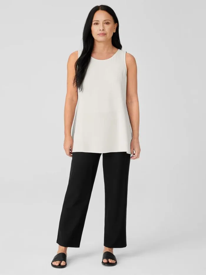 Shop Eileen Fisher Petite Washable Stretch Crepe Straight Pant With Yoke Black