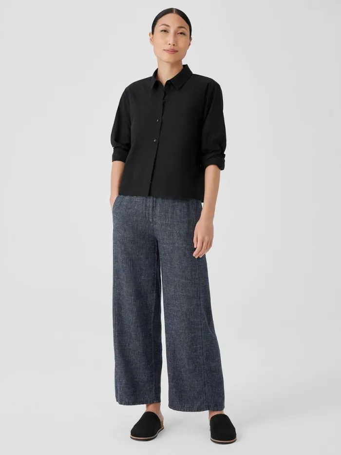 Shop Eileen Fisher Petite Washed Organic Cotton Poplin Classic Collar Shirt Black