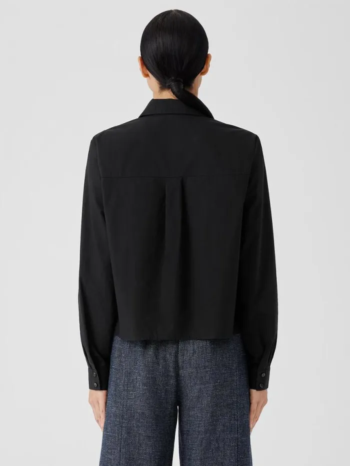 Shop Eileen Fisher Petite Washed Organic Cotton Poplin Classic Collar Shirt Black