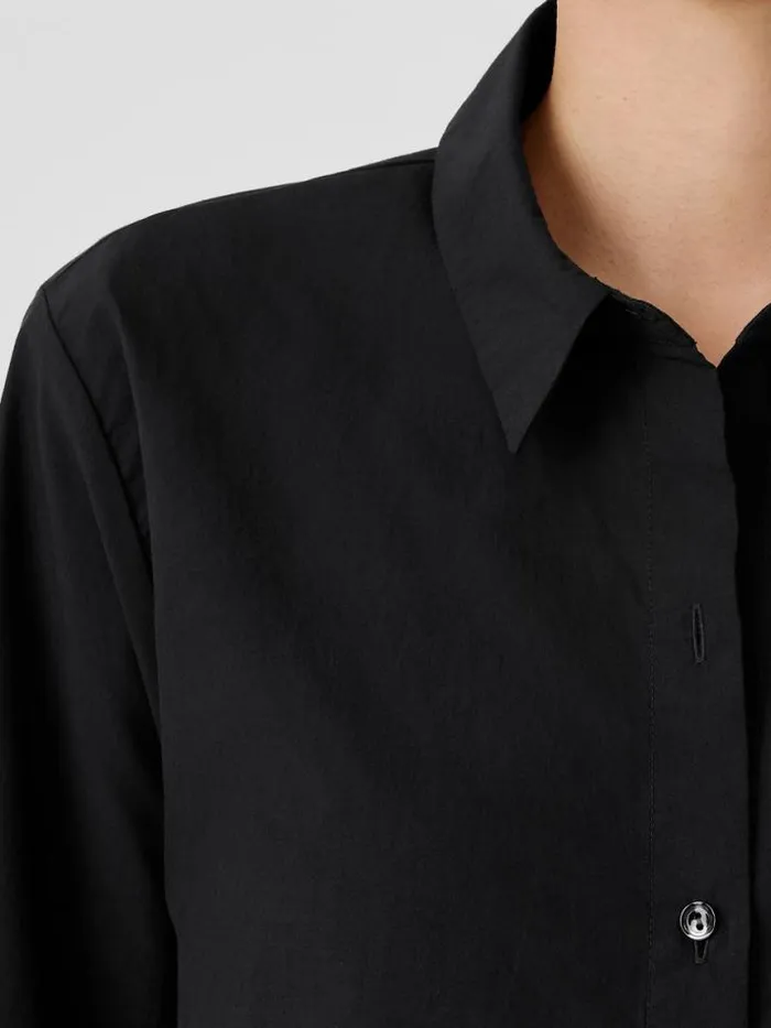 Shop Eileen Fisher Petite Washed Organic Cotton Poplin Classic Collar Shirt Black