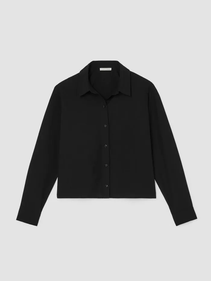 Shop Eileen Fisher Petite Washed Organic Cotton Poplin Classic Collar Shirt Black