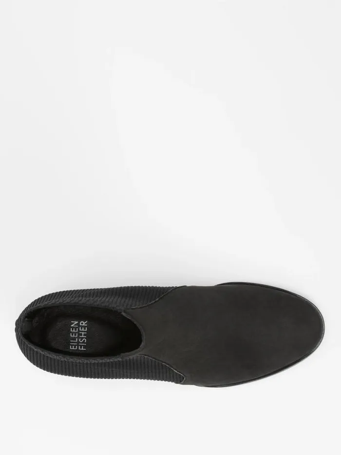 Shop Eileen Fisher Shoes Aesop Tumbled Nubuck And Recycled Stretch Knit Bootie Black