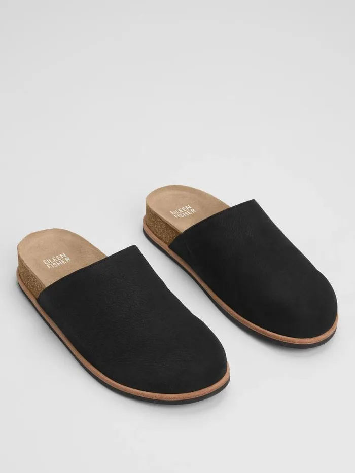 Shop Eileen Fisher Shoes Bios Tumbled Nubuck Mule Blacknatural