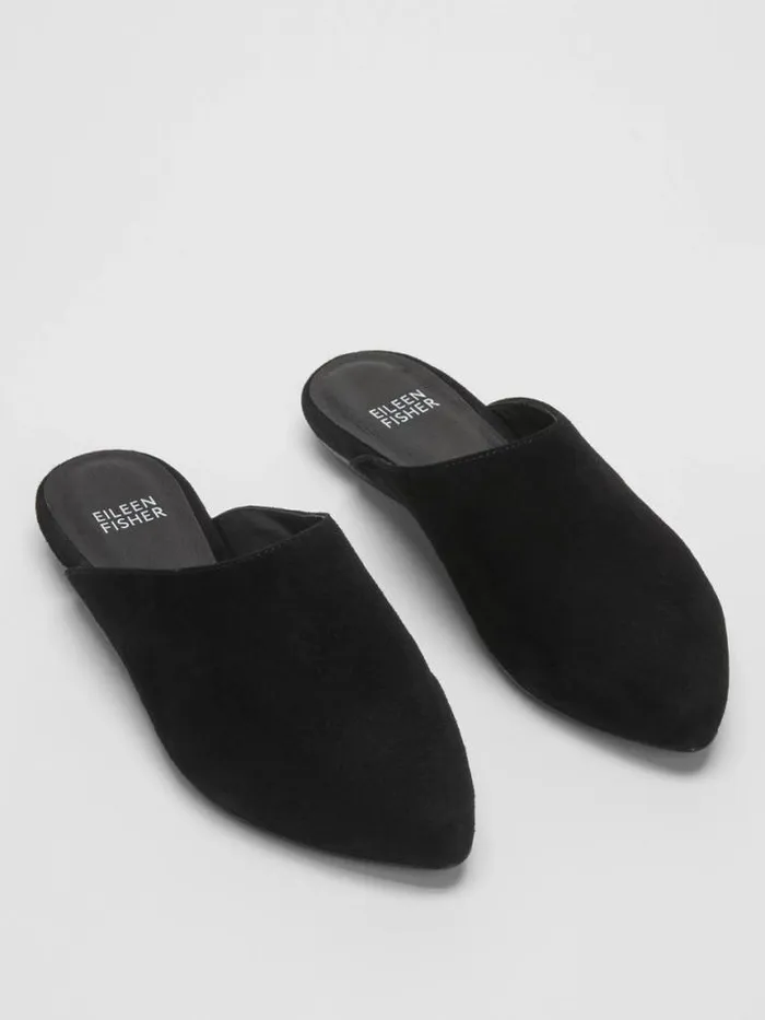Shop Eileen Fisher Shoes Blog Suede Mule Black