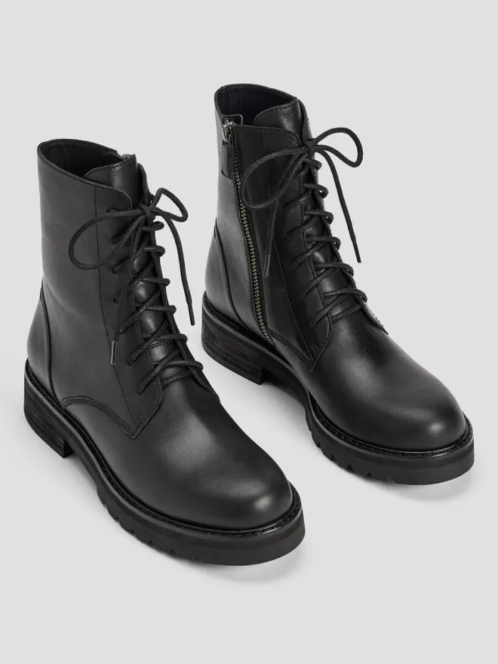Shop Eileen Fisher Shoes Coin Leather Bootie Black