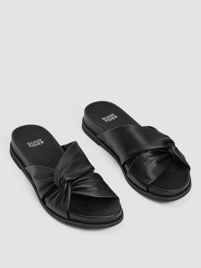 Shop Eileen Fisher Shoes Dello Nappa Leather Wedge Sandal Black