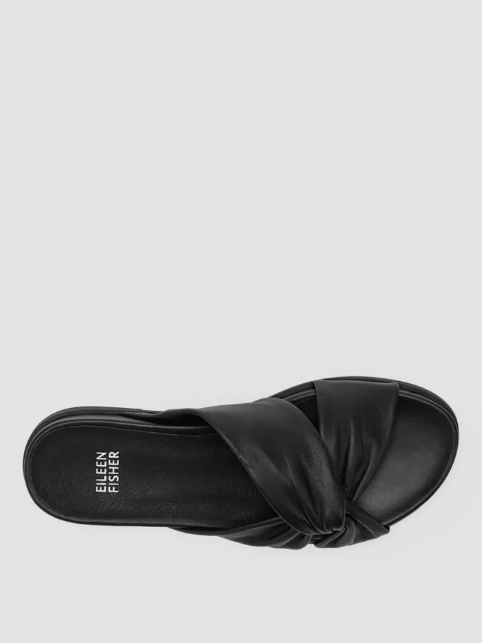 Shop Eileen Fisher Shoes Dello Nappa Leather Wedge Sandal Black