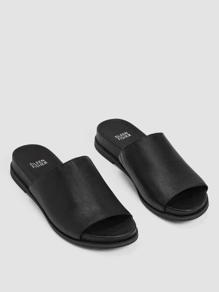 Shop Eileen Fisher Shoes Dotes Tumbled Leather Wedge Sandal Black